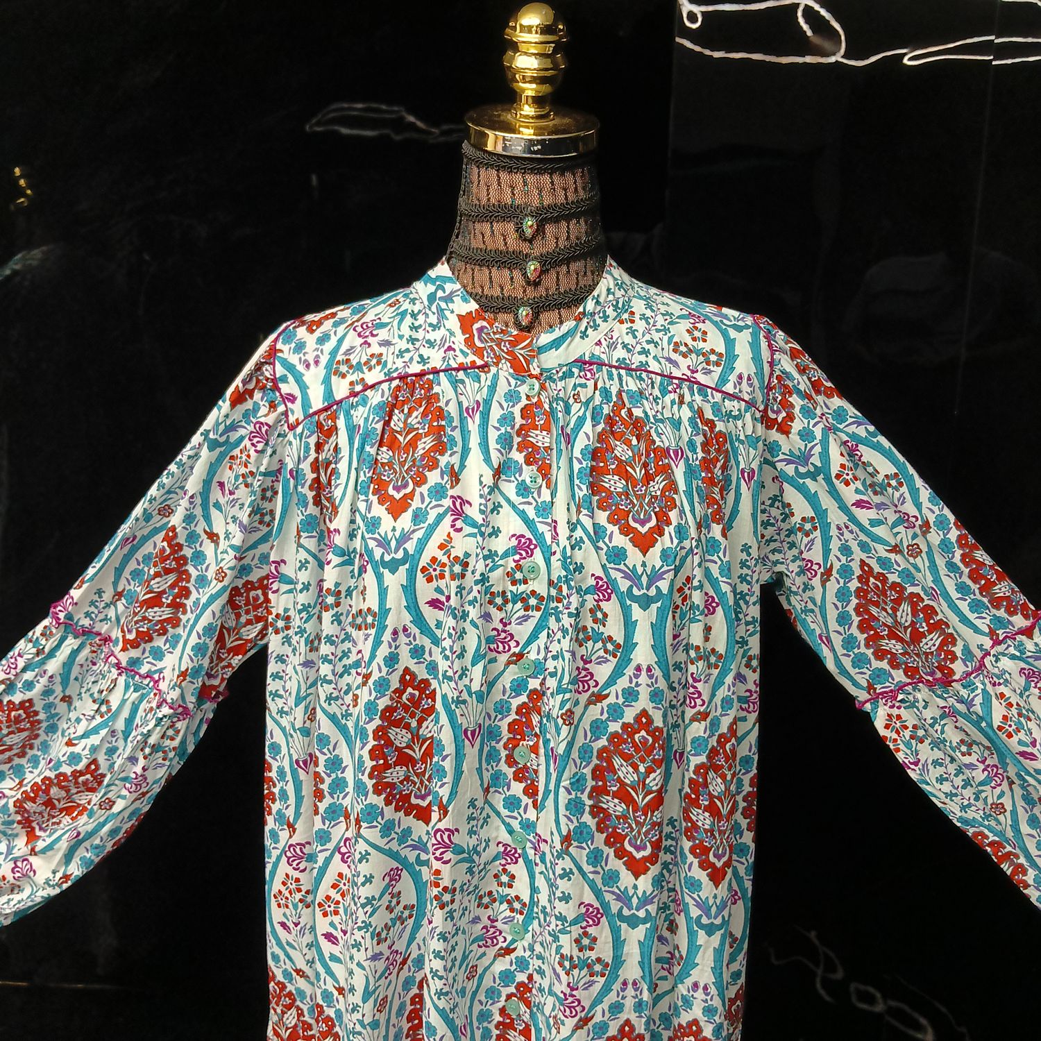 XS-S Yazrin Printed Cotton Dress 54" Long Jalabiya