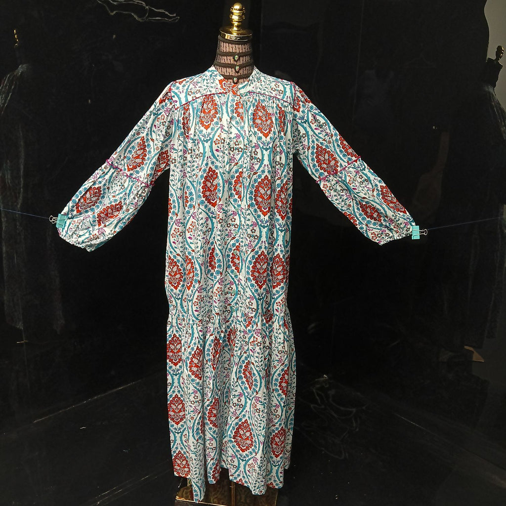 XS-S Yazrin Printed Cotton Dress 54" Long Jalabiya