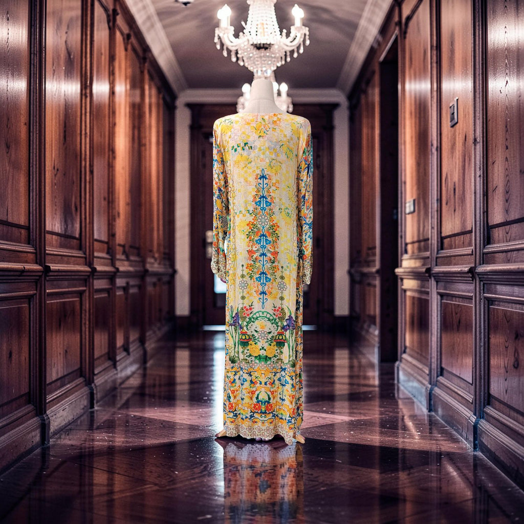 L Digital Print Jalabiya With Crystal Length 57"