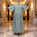XS-S Ariya Printed Cotton Dress 54" Short Sleeves Jalabiya