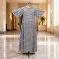 2XL-3XL Ariya Printed Cotton Dress 57" Short Sleeves Jalabiya