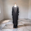 Free Size Digital Dress Kaftan Printed Pure Silk Hand Crystal 59" Long Jalabiya