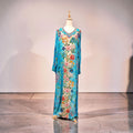 M Digital Dress Printed Poly Silk Hand Crystal 57" Long Jalabiya