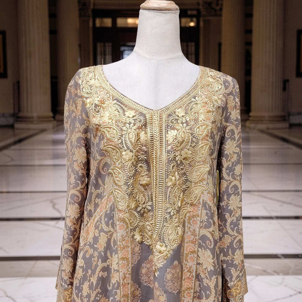 M Digital Dress Printed Pure Silk 57" Long Jalabiya