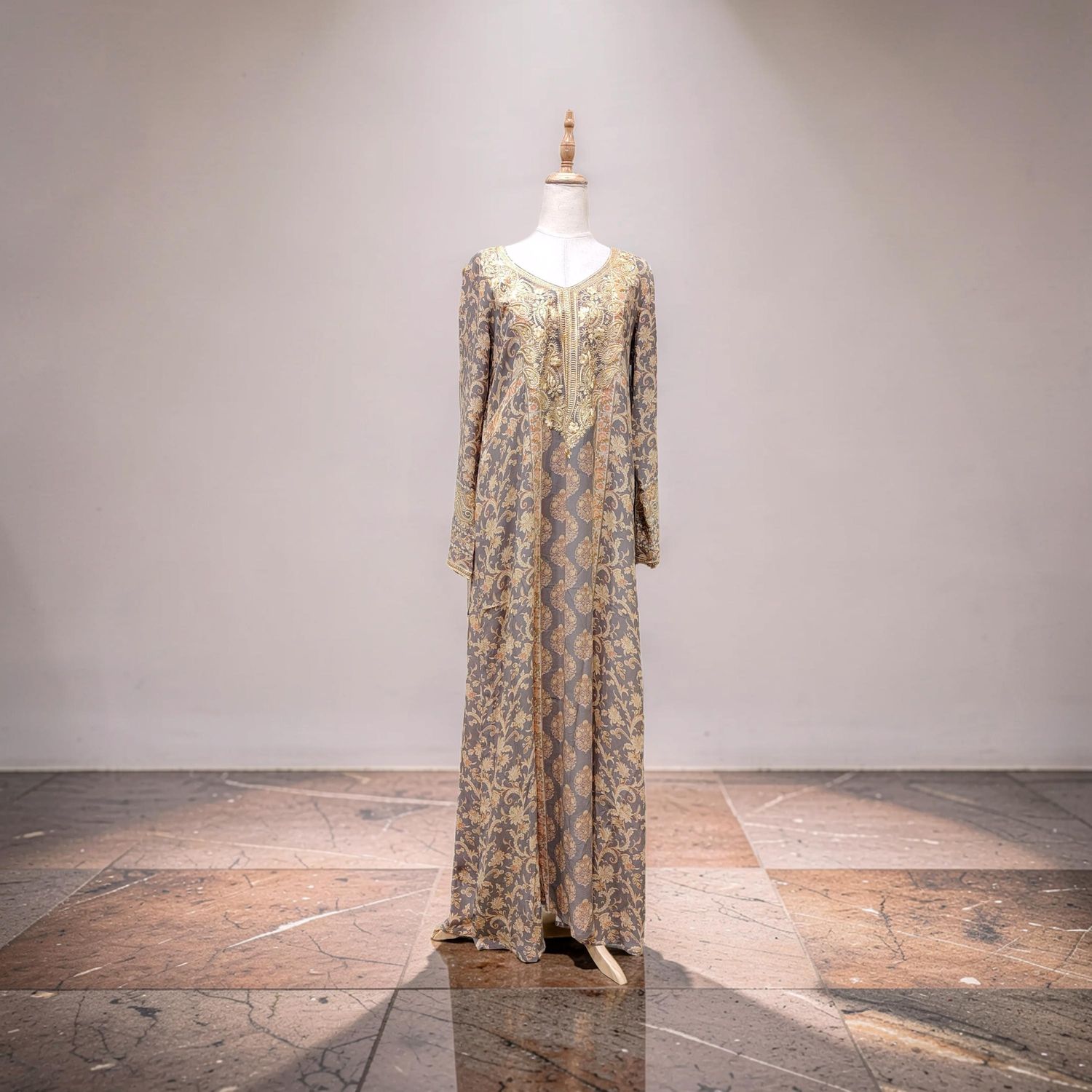 M Digital Dress Printed Pure Silk 57" Long Jalabiya