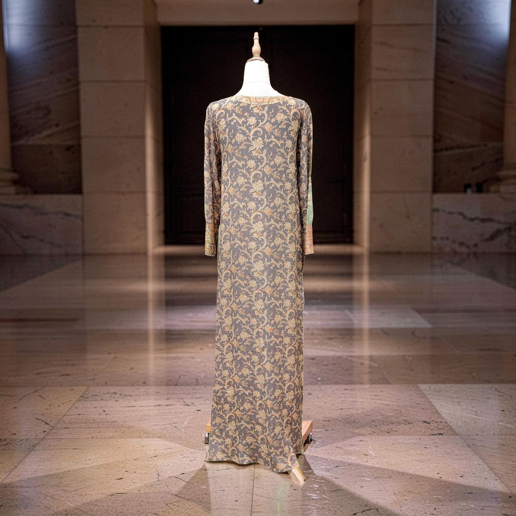 M Digital Dress Printed Pure Silk 57" Long Jalabiya
