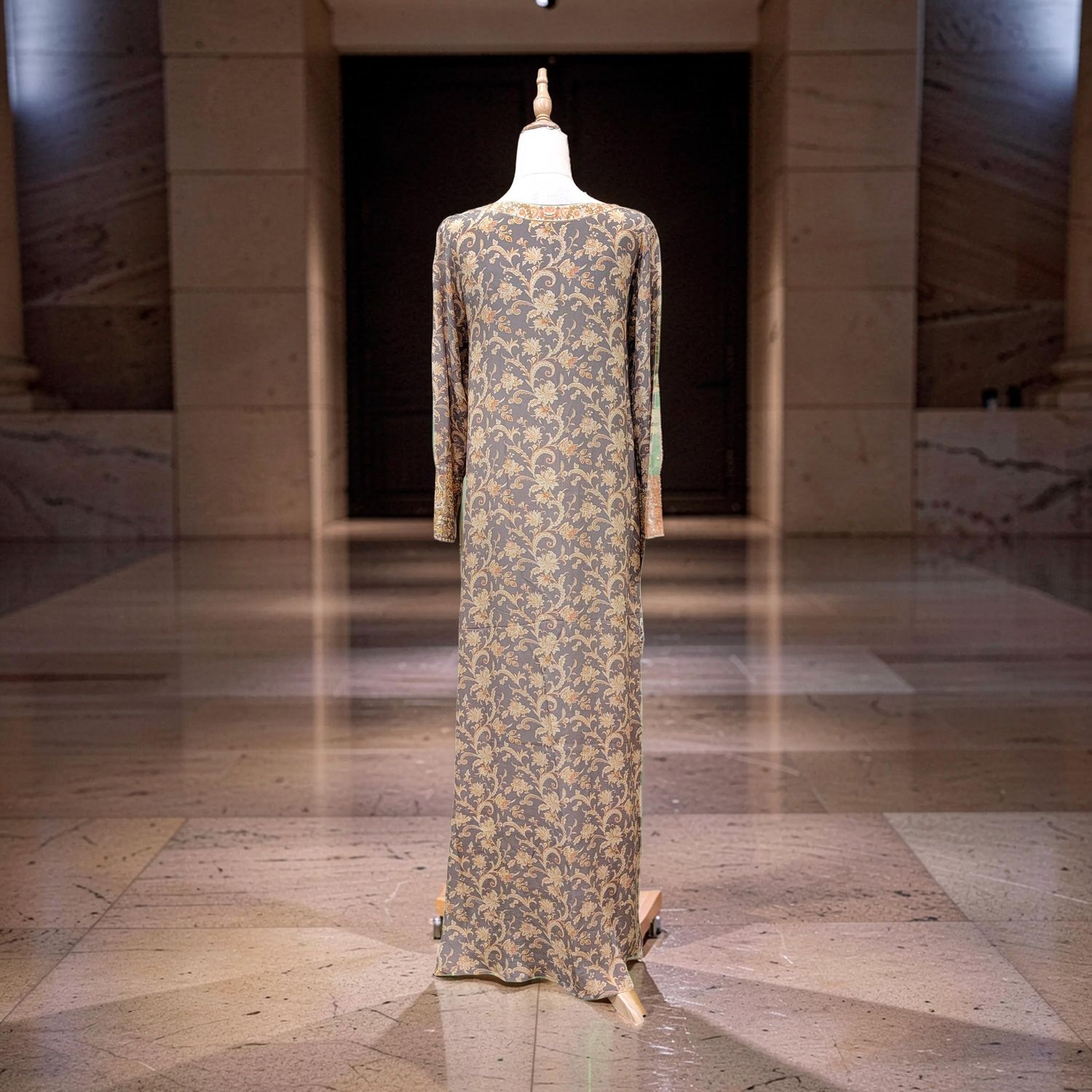 M Digital Dress Printed Pure Silk 57" Long Jalabiya