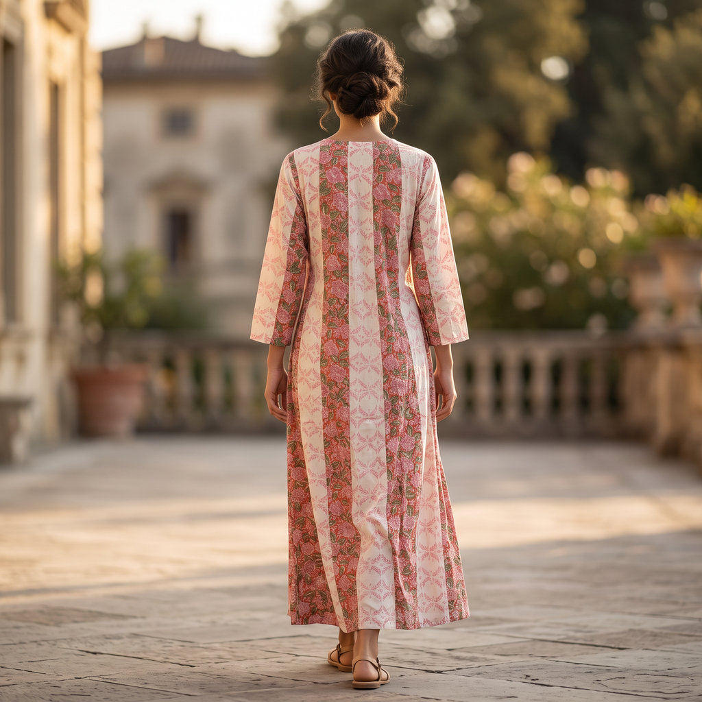 XS-S Special Printed Cotton Dress 54" Long Jalabiya With Sheila TN 340