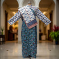 S-M Honey Printed Cotton Dress 57" Long Jalabiya With Sheila
