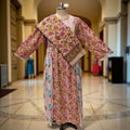 L/XL Heba Printed Cotton Dress 57" Long Jalabiya With Sheila