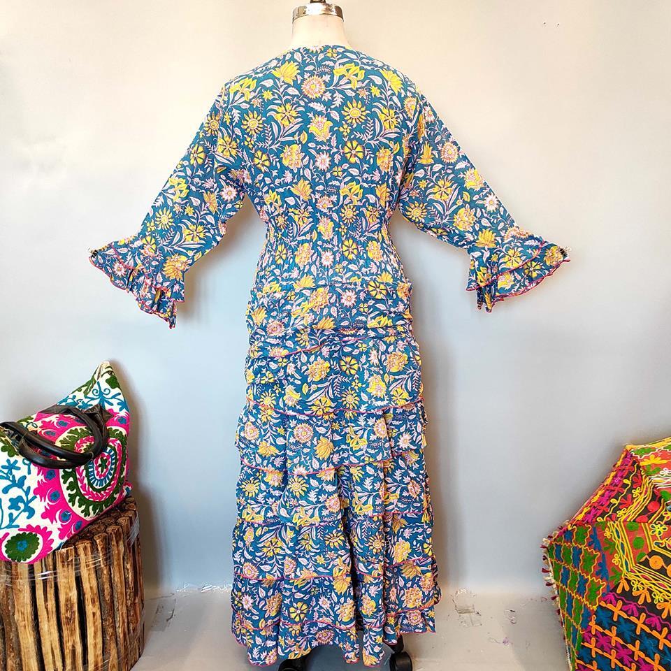 2XL/3XL Jawaria Printed Cotton Dress 57" Long Jalabiya