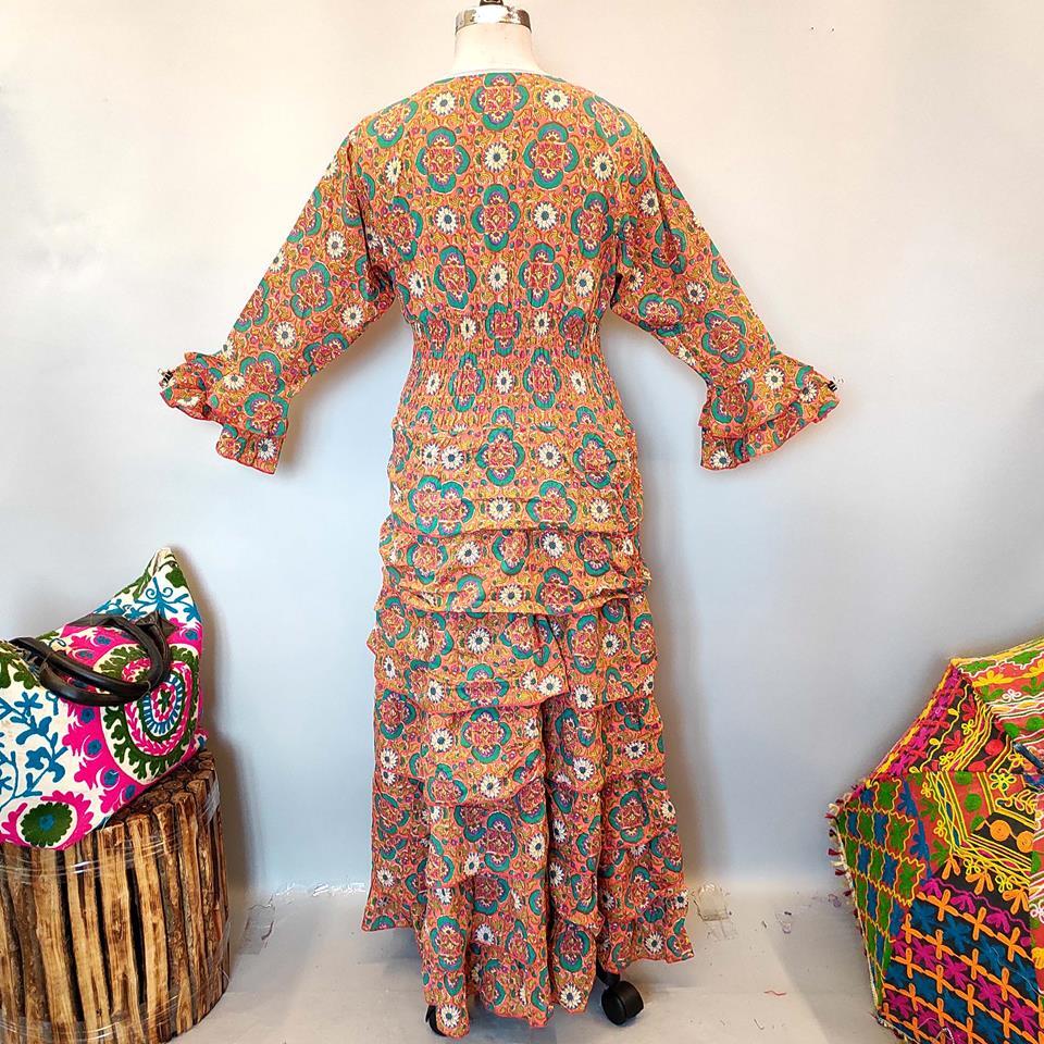 2XL/3XL Jawaria Printed Cotton Dress 57" Long Jalabiya
