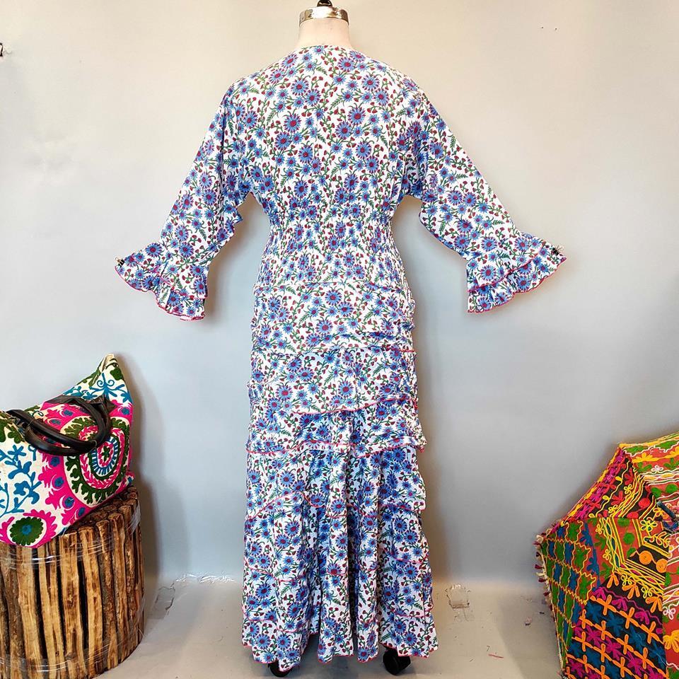 2XL/3XL Jawaria Printed Cotton Dress 57" Long Jalabiya