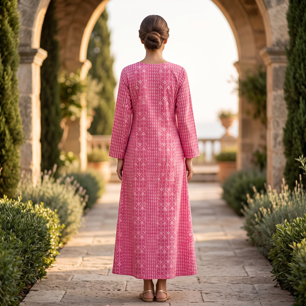 XS-S Special Printed Cotton Dress 54" Long Jalabiya With Sheila TN 341