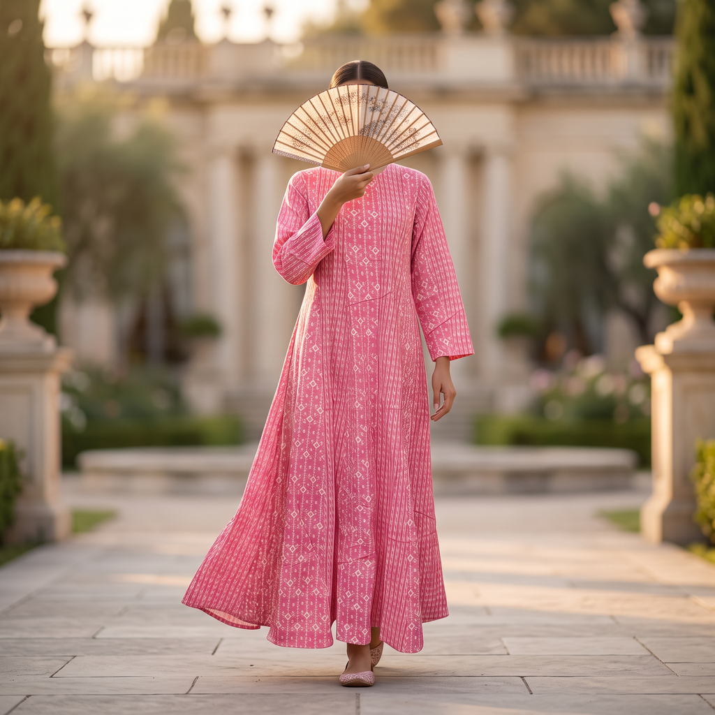 XS-S Special Printed Cotton Dress 54" Long Jalabiya With Sheila TN 341