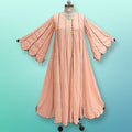 L/XL Meher Crystal Orange Plain Solid Cotton Dress 57" Long Jalabiya