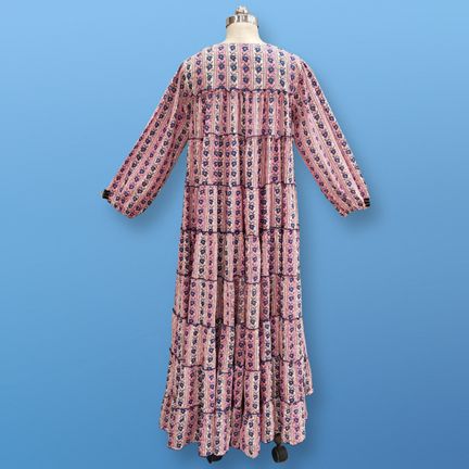 L/XL Bushra Printed Cotton Dress 57" Long Jalabiya
