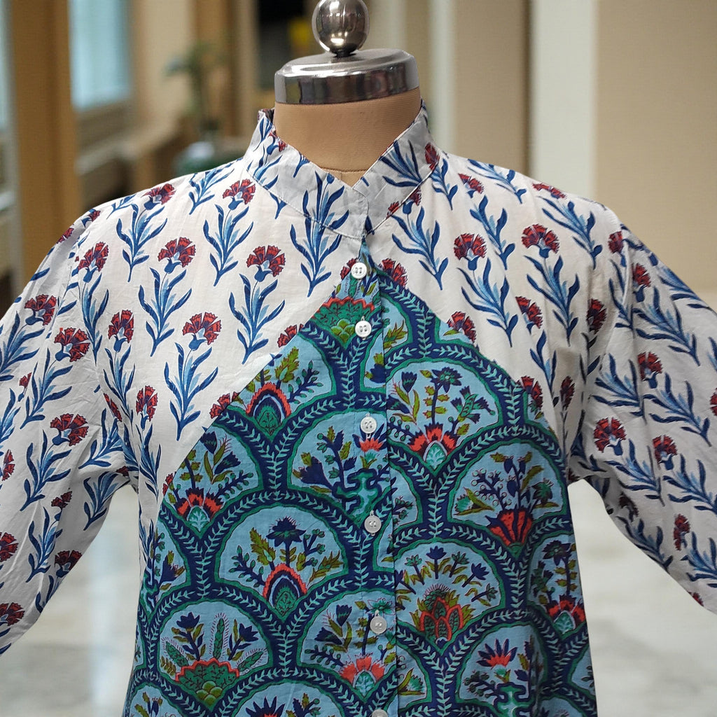 S-M Honey Printed Cotton Dress 57" Long Jalabiya With Sheila