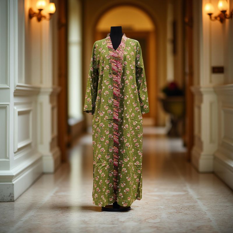 S/M Abaya With Sheila Inner Set Cotton length 57” Long
