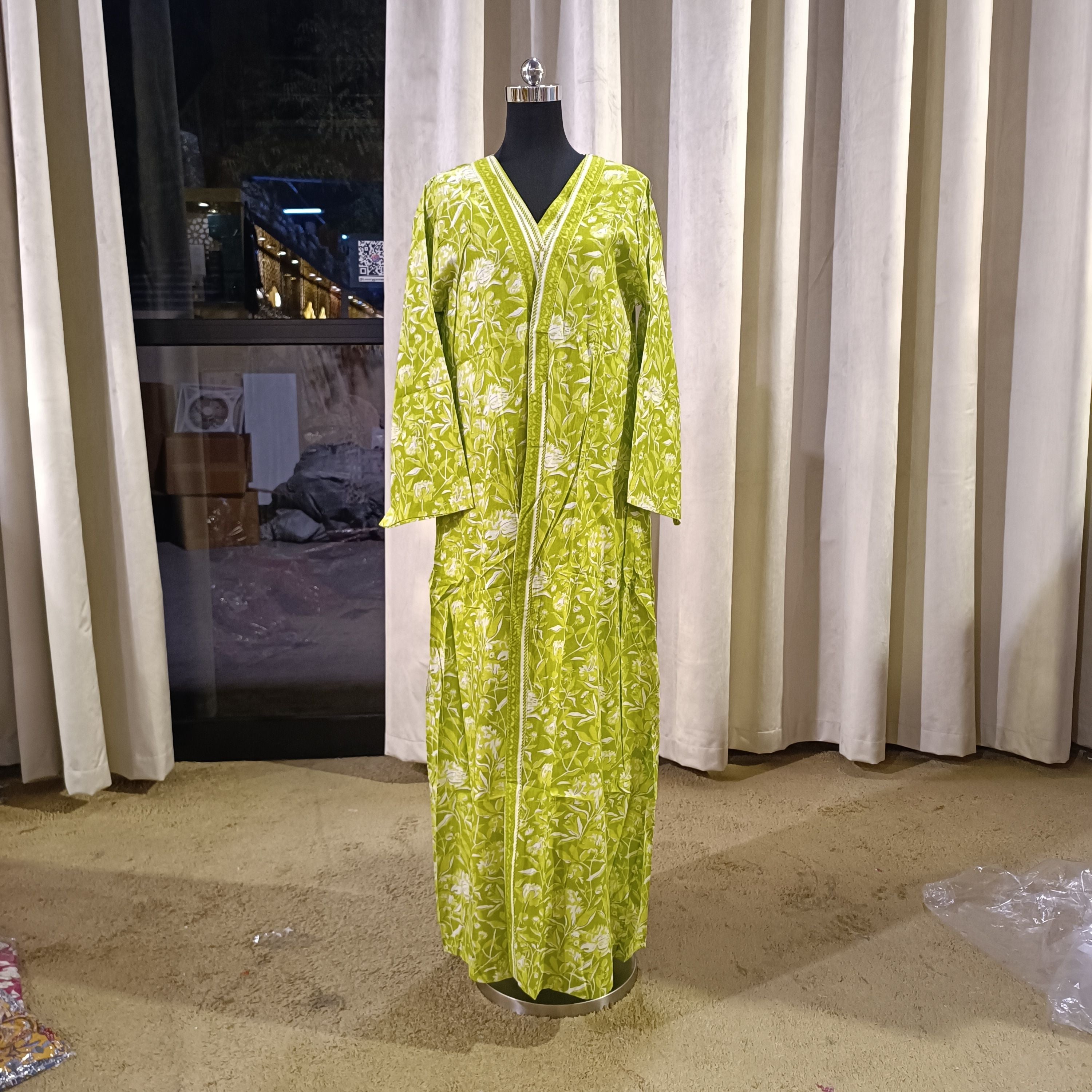 L/XL Abaya With Sheila Inner Set Cotton length 57” Long