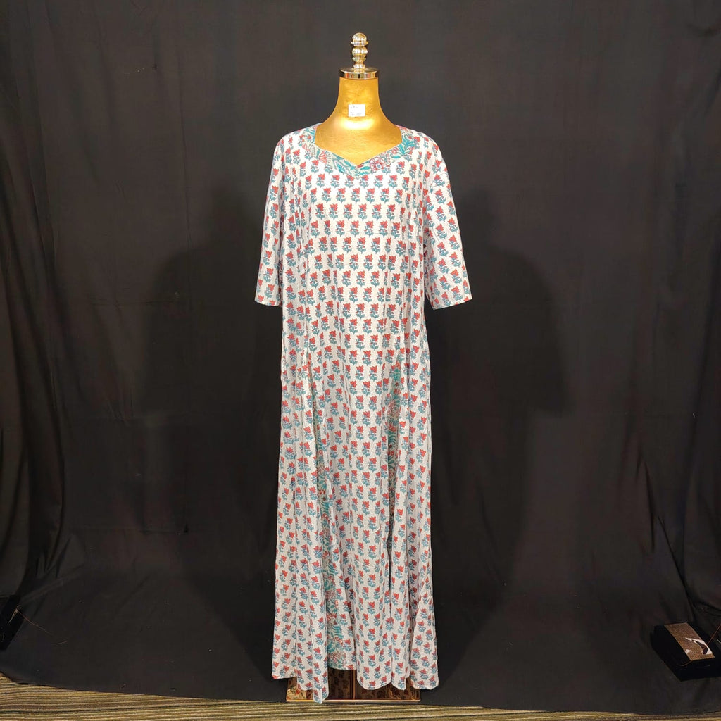 L-XL Ariya Cotton Printed Dress 57" Long Jalabiya