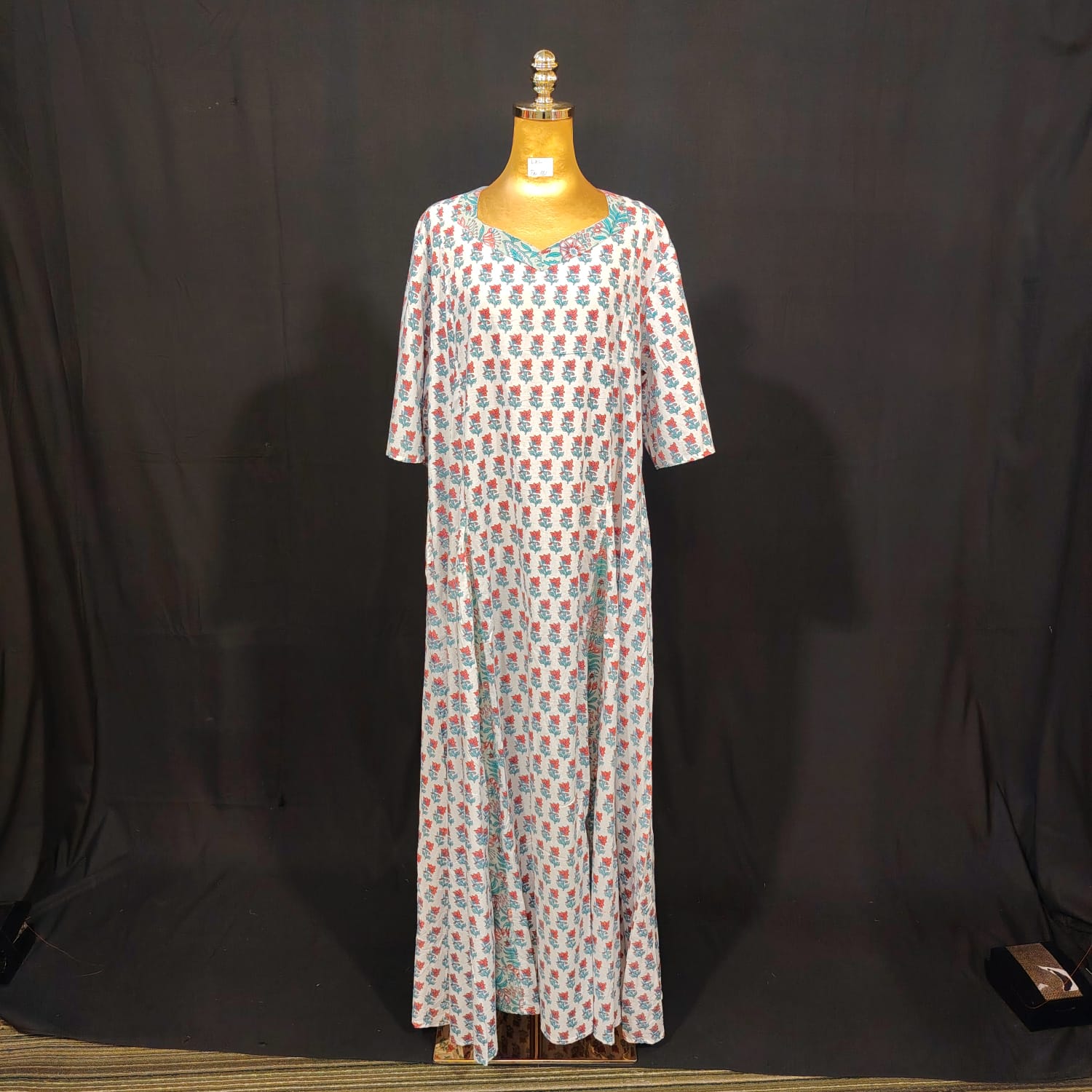 L-XL Ariya Cotton Printed Dress 57" Long Jalabiya