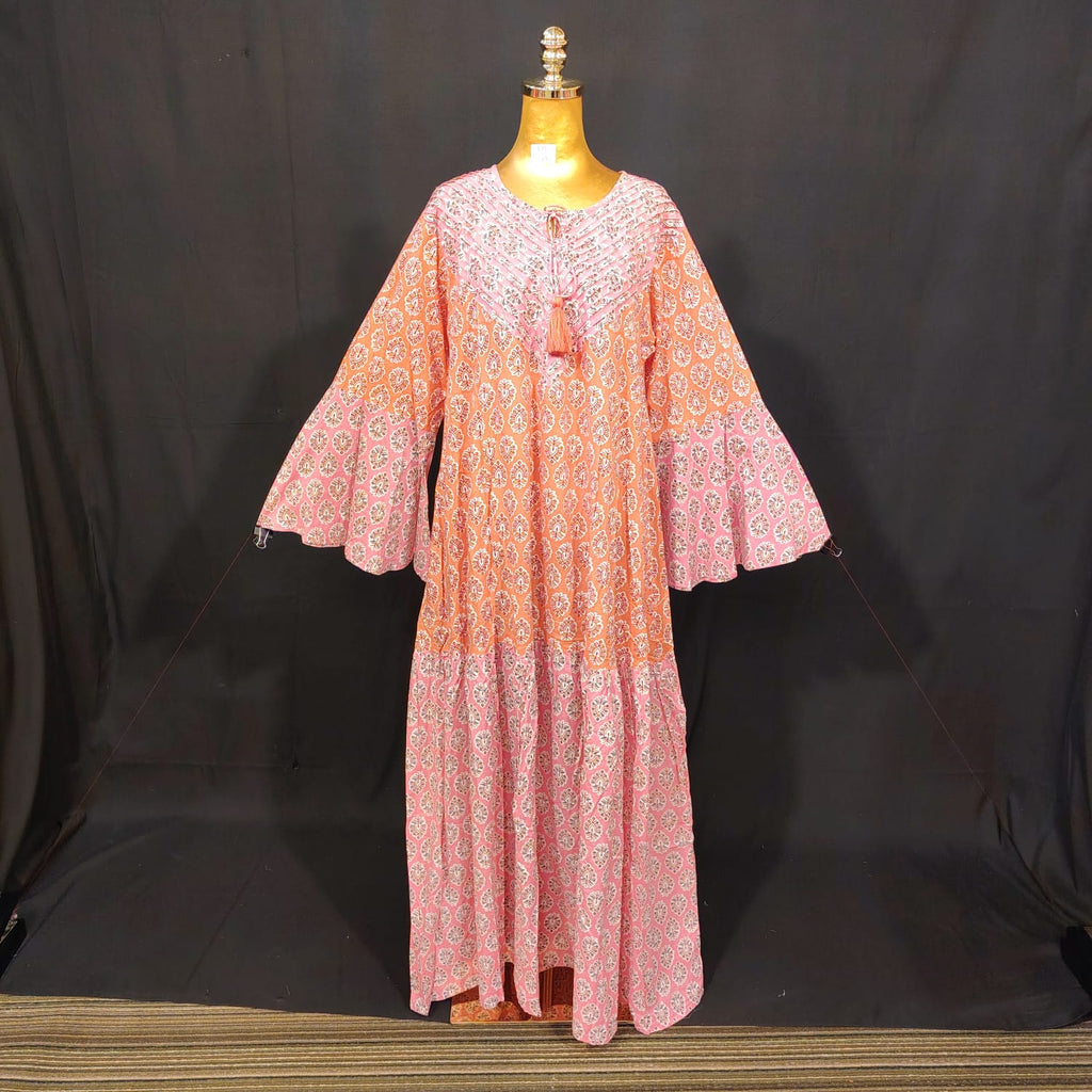 L-XL ADN Cotton Printed Dress 57" Long Jalabiya