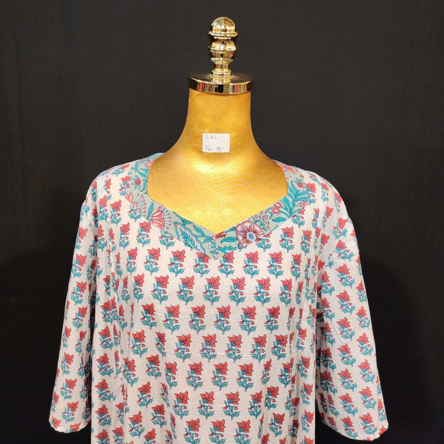 L-XL Ariya Cotton Printed Dress 57" Long Jalabiya