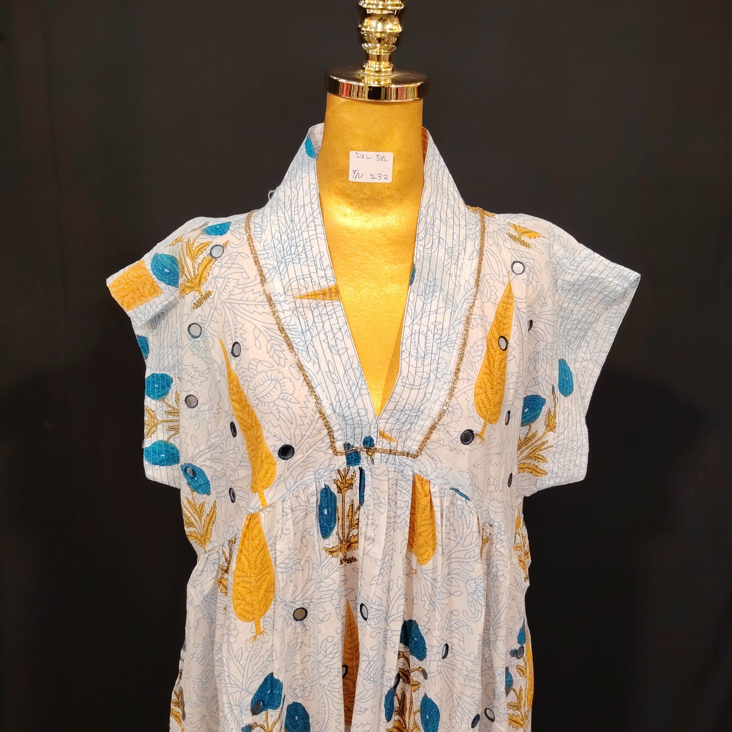 2XL-3XL Amani Printed Cotton Dress 57" Long Jalabiya