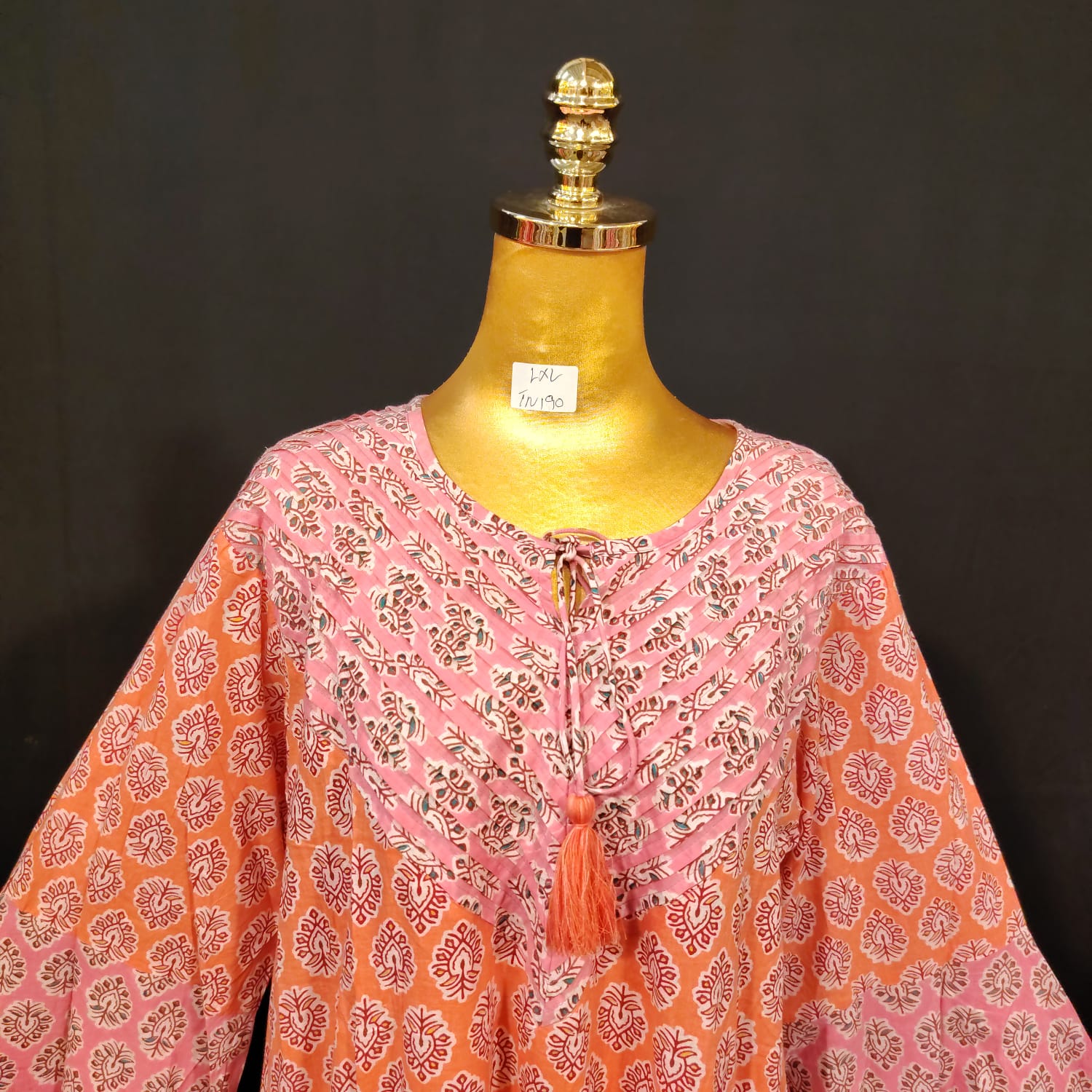 L-XL ADN Cotton Printed Dress 57" Long Jalabiya