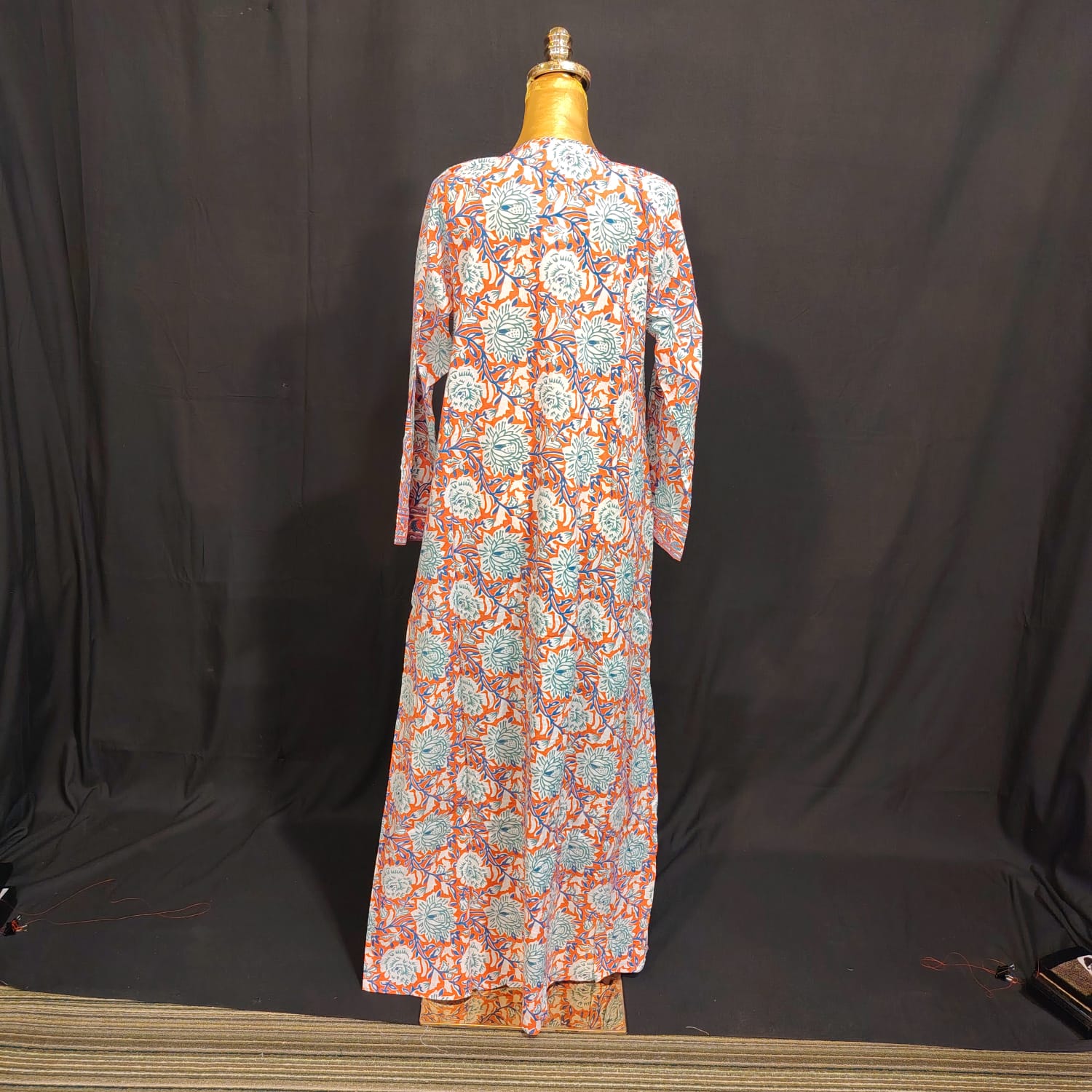 S-M Aafyia Printed Cotton Dress 57" Long Jalabiya