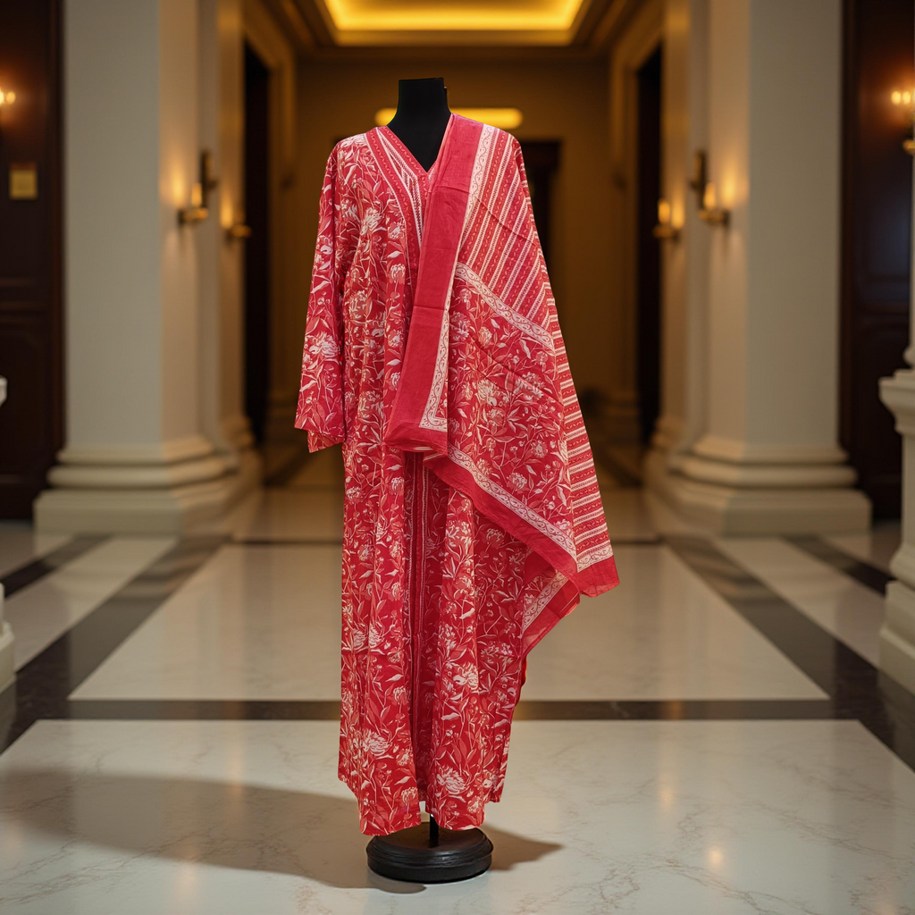 L/XL Abaya With Sheila Inner Set Cotton length 57” Long