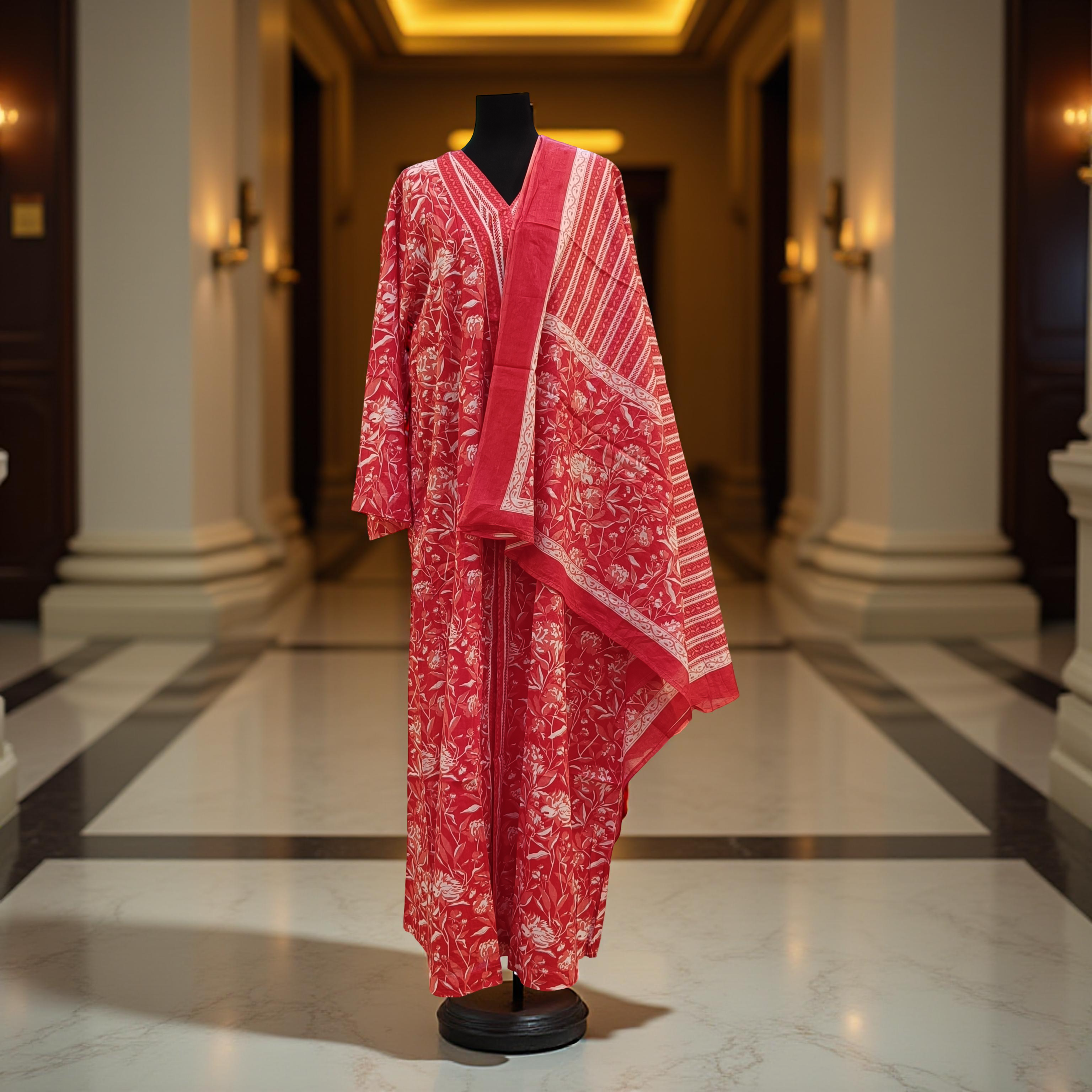 L/XL Abaya With Sheila Inner Set Cotton length 57” Long