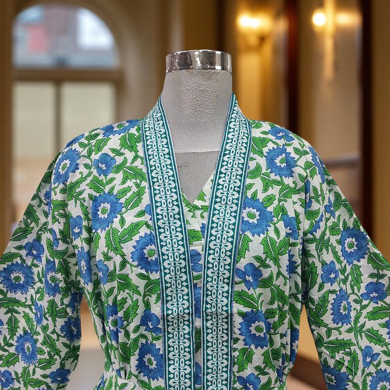 Free size Printed Cotton Jalabiya Dress Abaya Set