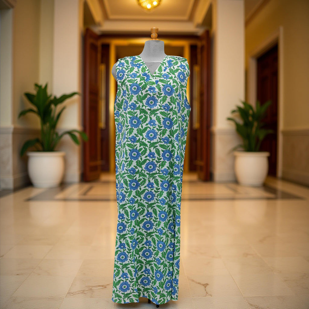 Free size Printed Cotton Jalabiya Dress Abaya Set