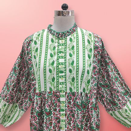 Free Size Adara Printed Cotton Dress 57" Long Jalabiya
