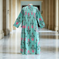 S/M Afra Printed Cotton Dress 57" Long Jalabiya
