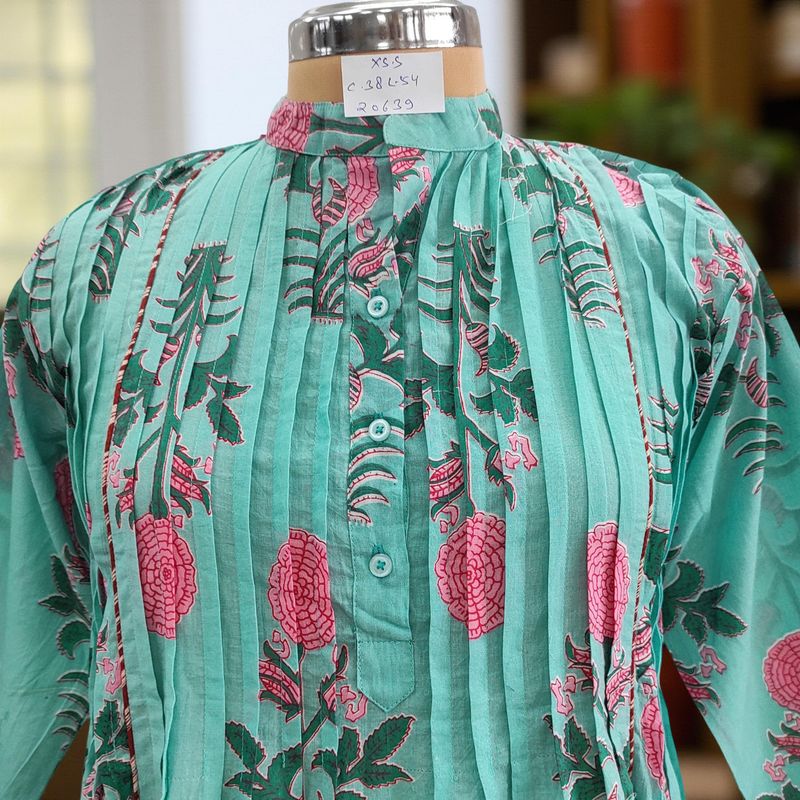 S/M Afra Printed Cotton Dress 57" Long Jalabiya