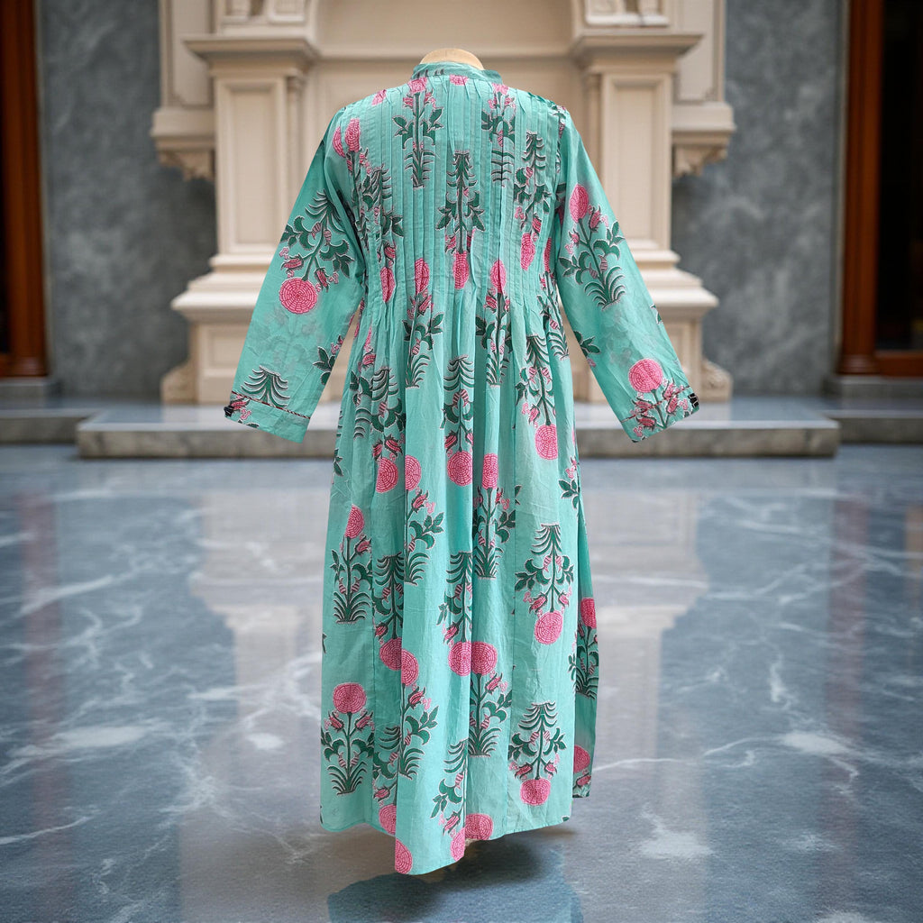 S/M Afra Printed Cotton Dress 57" Long Jalabiya