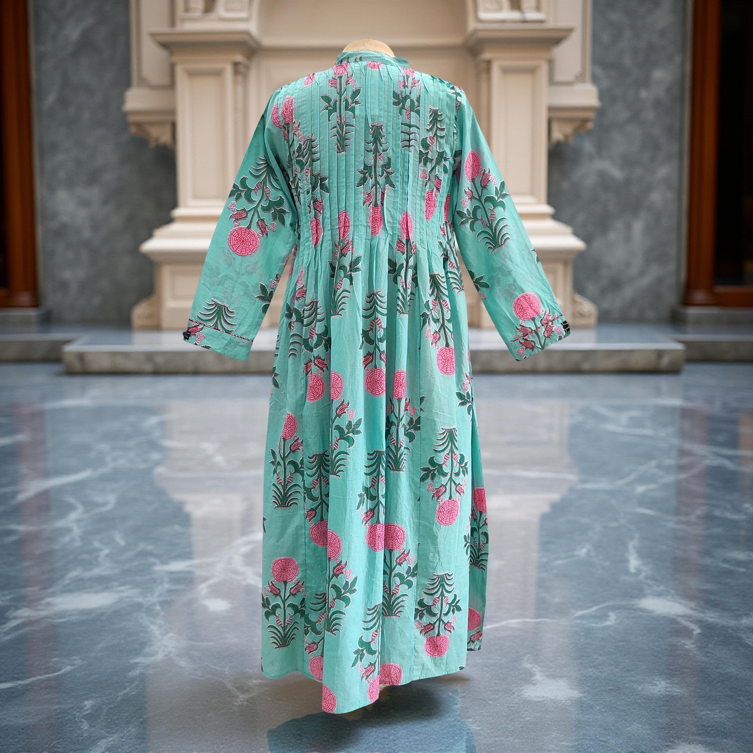 S/M Afra Printed Cotton Dress 57" Long Jalabiya