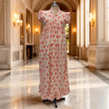 S-M Amani Printed Cotton Dress 57" Short Sleeves Jalabiya