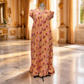 S/M Amani Printed Cotton Dress 57" Short Sleeves Jalabiya