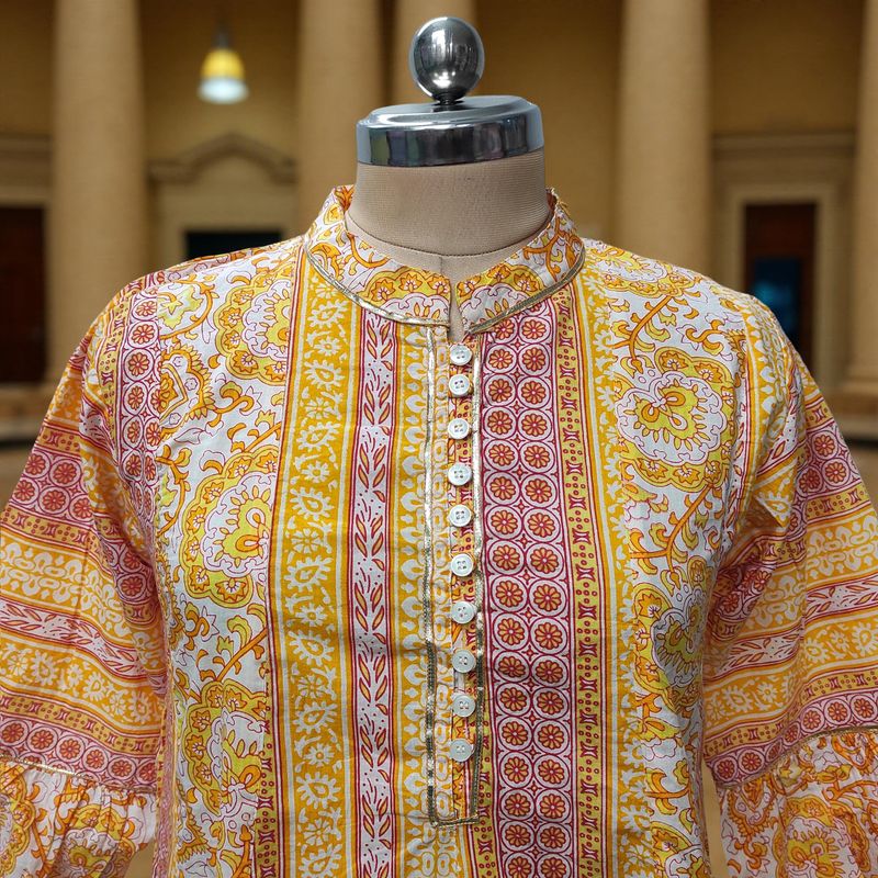 S/M AMRA Printed Cotton Dress 57" Long Jalabiya