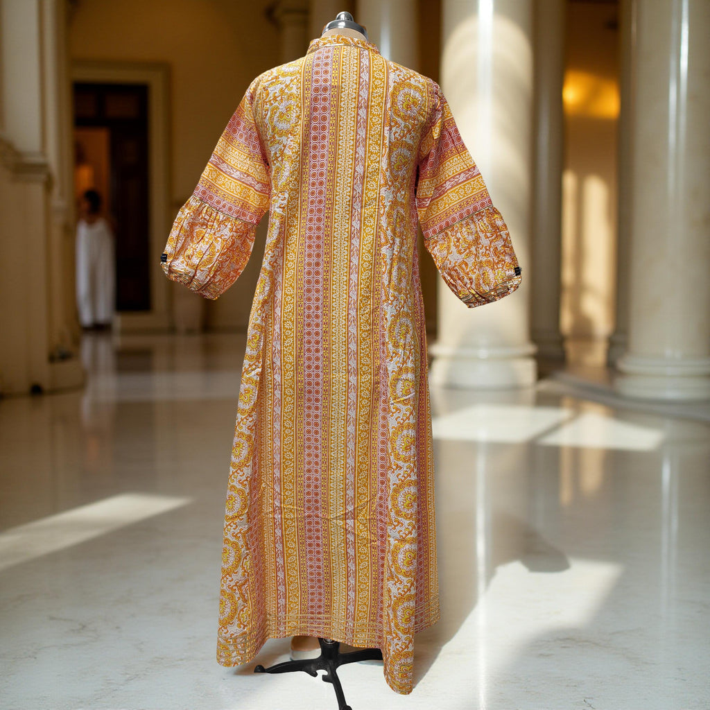 S/M AMRA Printed Cotton Dress 57" Long Jalabiya