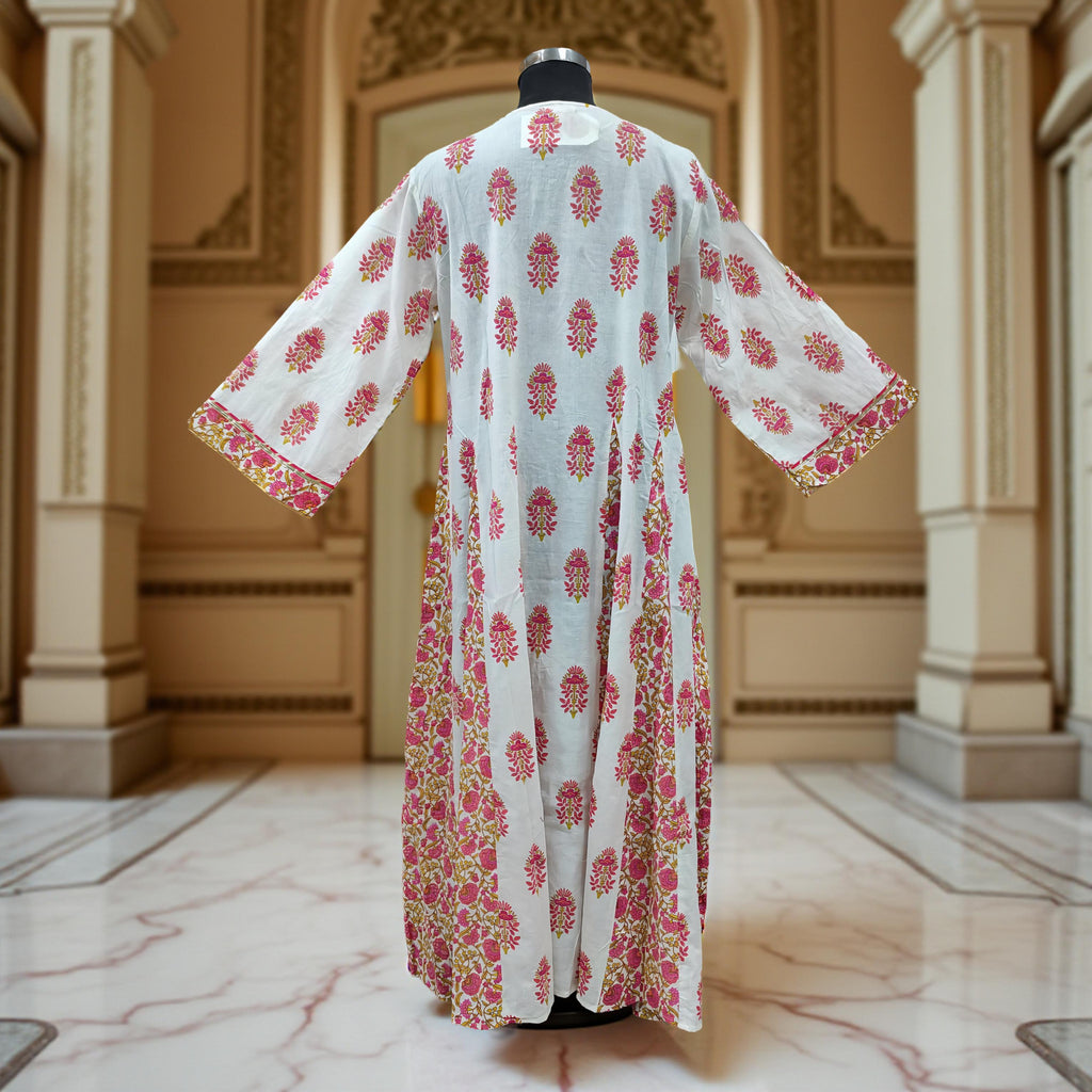 L/XL Anaya Printed Cotton Dress 57" Long Jalabiya