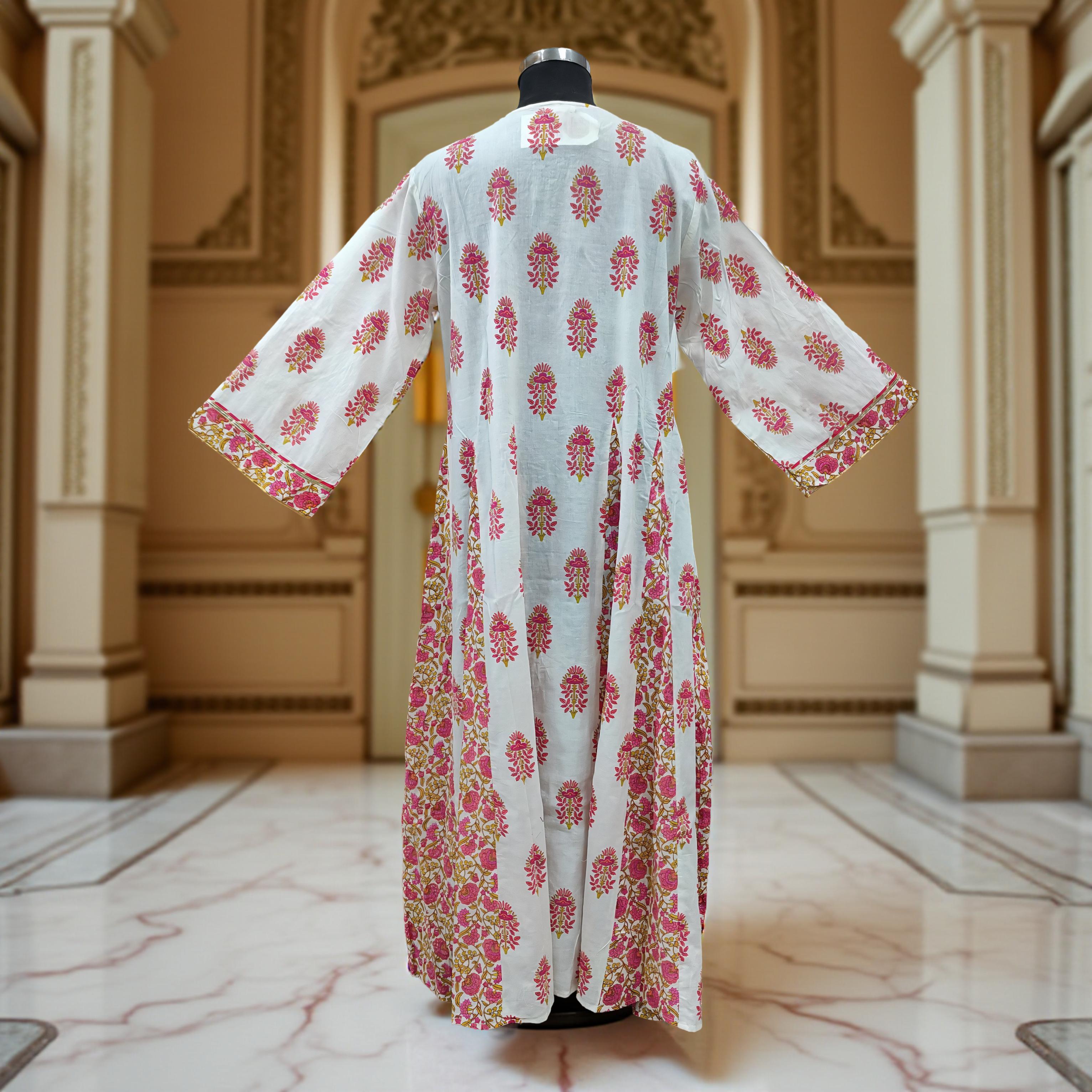 L/XL Anaya Printed Cotton Dress 57" Long Jalabiya