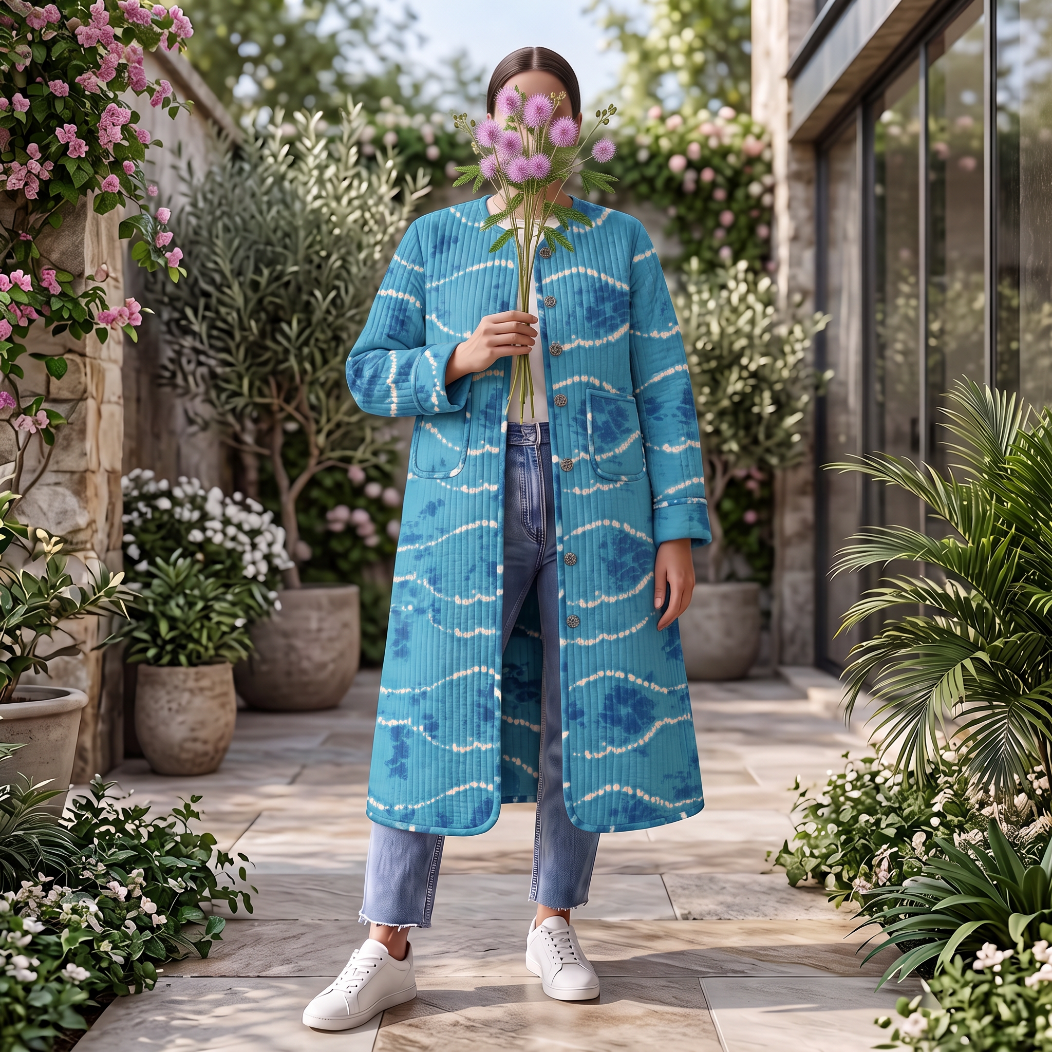Premium Hand Printed Cotton Long Jacket for Women