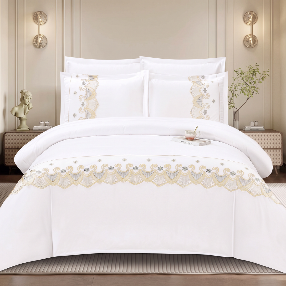 Premium Embroidered Duvet Set 6 Pcs, King size