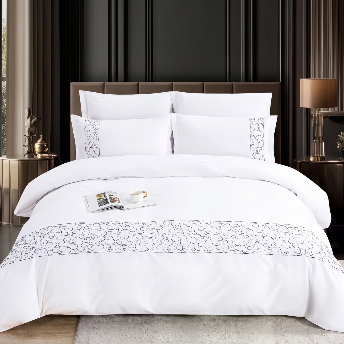 Premium Embroidered Duvet Set 6 Pcs, king size