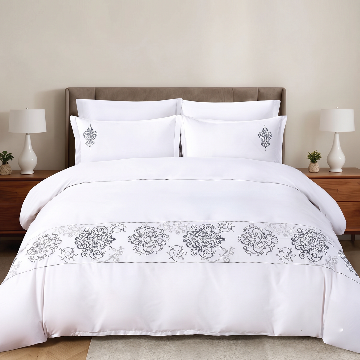 Premium Embroidered Duvet Set 6 Pcs, king size